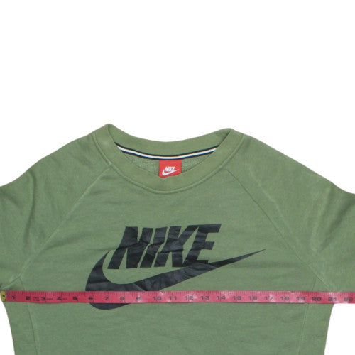 Nike Men's Green Crew Neck Logo Sweatshirt M Cotton Blend
