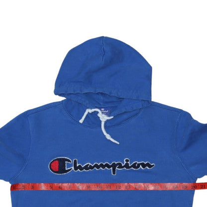 Champion Boys Blue Pullover Hoodie Small Logo Embroidered Fleece