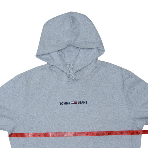 Tommy Jeans Men's Grey XL Pullover Hoodie with Logo