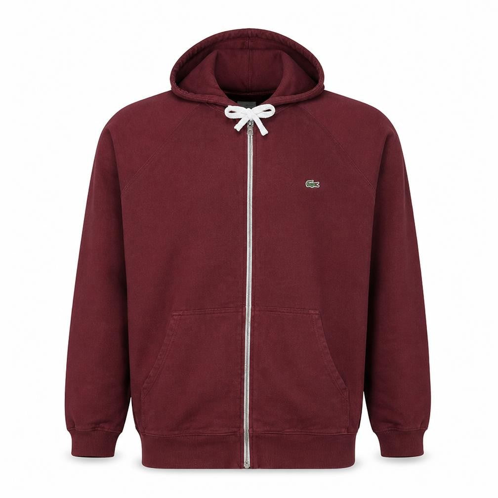 Lacoste Men's Red Full Zip Hoodie Size M Cotton Casual Sweatshirt