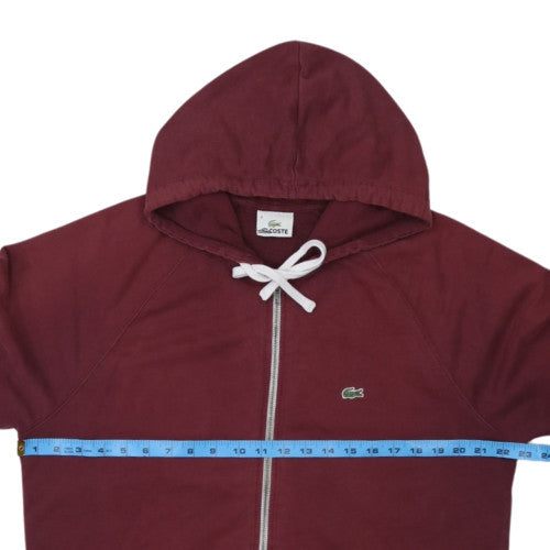 Lacoste Men's Red Full Zip Hoodie Size M Cotton Casual Sweatshirt