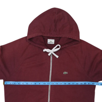 Lacoste Men's Red Full Zip Hoodie Size M Cotton Casual Sweatshirt