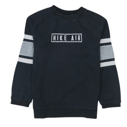 Nike Teens Black L Crew Neck Pullover Sweatshirt Logo Fleece