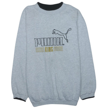 Puma Men Grey XL Pullover Sports Sweatshirt Retro Embroidered Logo