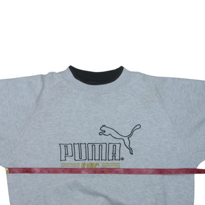 Puma Men Grey XL Pullover Sports Sweatshirt Retro Embroidered Logo