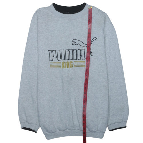 Puma Men Grey XL Pullover Sports Sweatshirt Retro Embroidered Logo