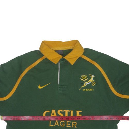 Nike South Africa Rugby Green Long Sleeve Polo Shirt Men's M