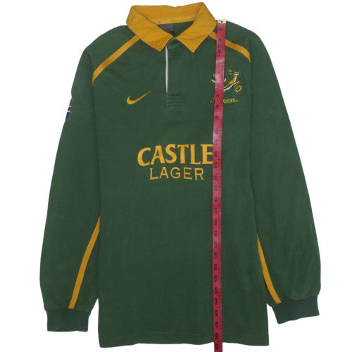 Nike South Africa Rugby Green Long Sleeve Polo Shirt Men's M