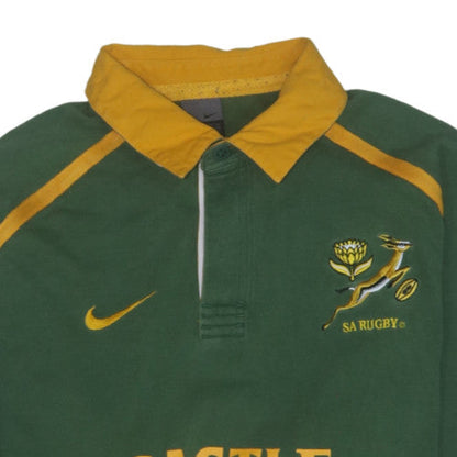 Nike South Africa Rugby Green Long Sleeve Polo Shirt Men's M