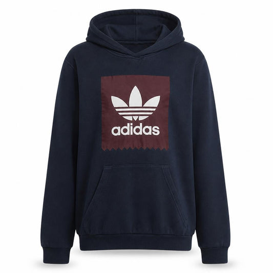 Front view of Adidas Men's Blue Pullover Hoodie L Regular Fit Sportswear