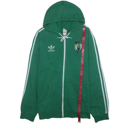 adidas Mens Green Full Zip Hoodie 2XL Boston Celtics Sports Fleece