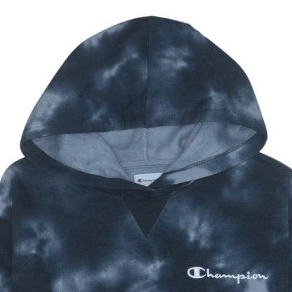 Champion Men's Blue Tie Dye Pullover Hoodie XL Logo Fleece