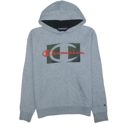 Champion Men's Grey Pullover Hoodie L Logo Athletic Sweatshirt