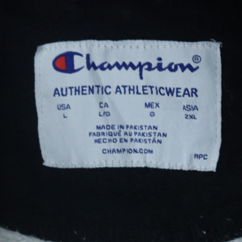 Champion Men's Grey Pullover Hoodie L Logo Athletic Sweatshirt