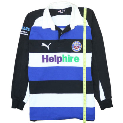 Puma Mens Blue Bath Rugby Long Sleeve Polo Shirt Size M