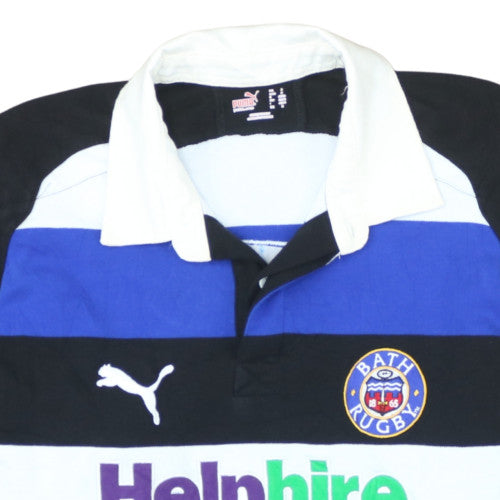 Puma Mens Blue Bath Rugby Long Sleeve Polo Shirt Size M