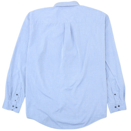 Tommy Hilfiger Men's Blue Button-Down Cotton Dress Shirt Custom Fit Size 40