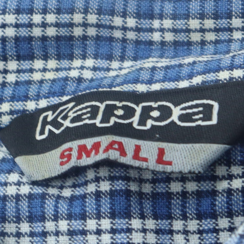 Kappa Men's Blue Check Short Sleeve Button-Up Cotton Shirt Size S