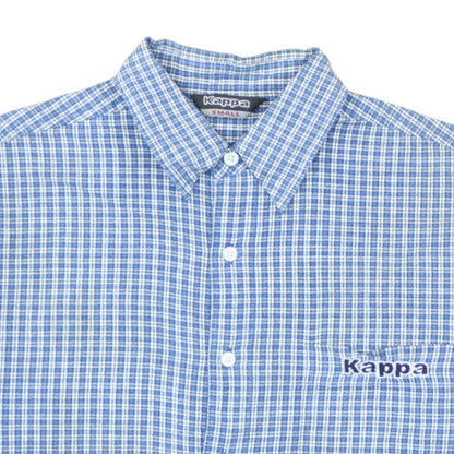 Kappa Men's Blue Check Short Sleeve Button-Up Cotton Shirt Size S