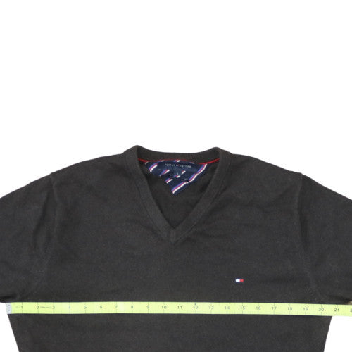 Tommy Hilfiger Men's Black Cotton Cashmere V-Neck Jumper L