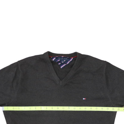 Tommy Hilfiger Men's Black Cotton Cashmere V-Neck Jumper L
