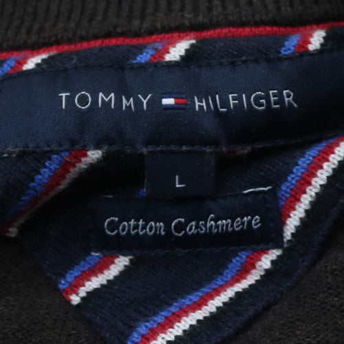 Tommy Hilfiger Men's Black Cotton Cashmere V-Neck Jumper L