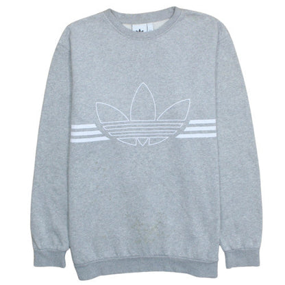 Adidas Men's Grey Crew Neck Logo Fleece Sweatshirt Size M