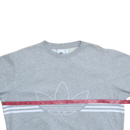 Adidas Men's Grey Crew Neck Logo Fleece Sweatshirt Size M