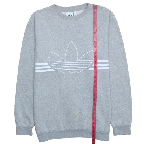 Adidas Men's Grey Crew Neck Logo Fleece Sweatshirt Size M