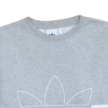 Adidas Men's Grey Crew Neck Logo Fleece Sweatshirt Size M