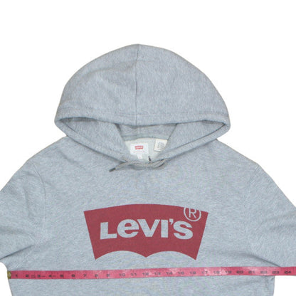 Levi's Men's Grey XL Pullover Hoodie with Logo Print