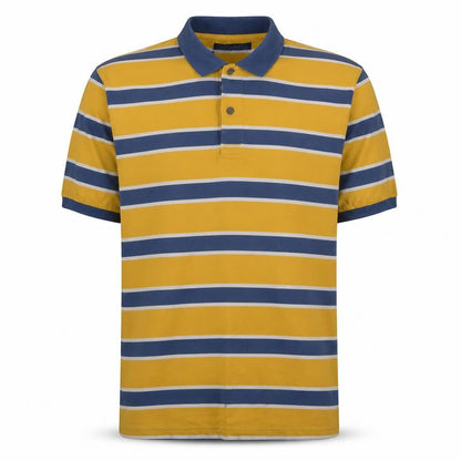 Nautica Jeans Co. Men's Yellow Blue Striped Polo Shirt XL Cotton