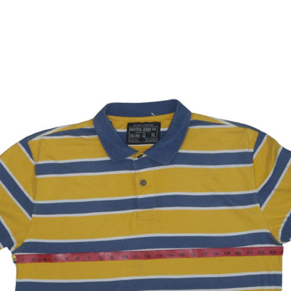 Nautica Jeans Co. Men's Yellow Blue Striped Polo Shirt XL Cotton