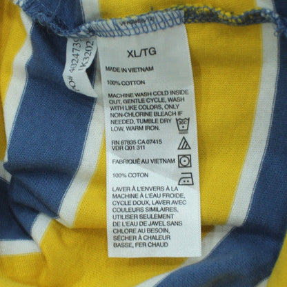 Nautica Jeans Co. Men's Yellow Blue Striped Polo Shirt XL Cotton