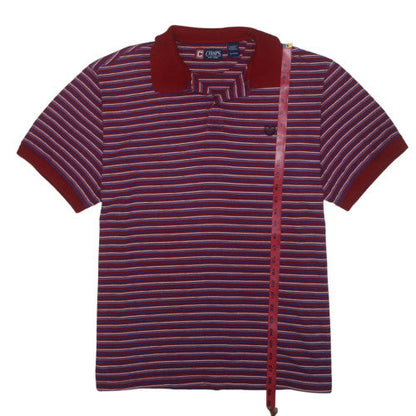 Chaps Men's Red Striped Short Sleeve Cotton Polo Shirt XL
