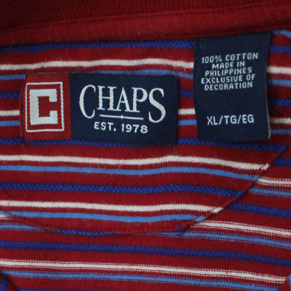 Chaps Men's Red Striped Short Sleeve Cotton Polo Shirt XL