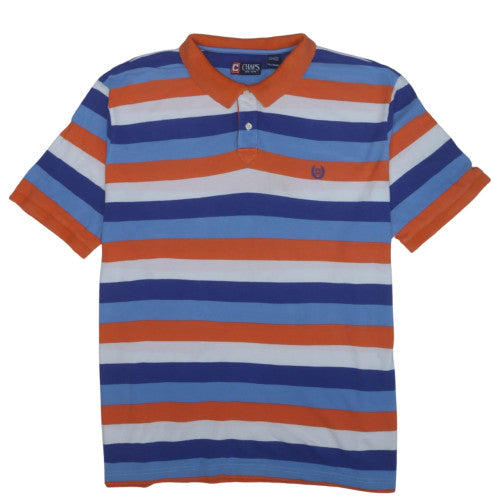 Chaps Men's Blue Orange Striped Cotton Polo Shirt XXL Classic Fit
