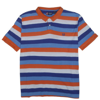 Chaps Men's Blue Orange Striped Cotton Polo Shirt XXL Classic Fit