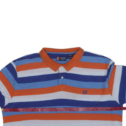 Chaps Men's Blue Orange Striped Cotton Polo Shirt XXL Classic Fit