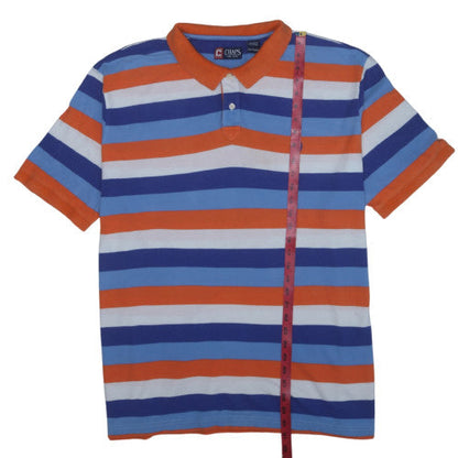 Chaps Men's Blue Orange Striped Cotton Polo Shirt XXL Classic Fit