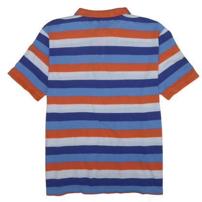 Chaps Men's Blue Orange Striped Cotton Polo Shirt XXL Classic Fit