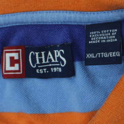 Chaps Men's Blue Orange Striped Cotton Polo Shirt XXL Classic Fit