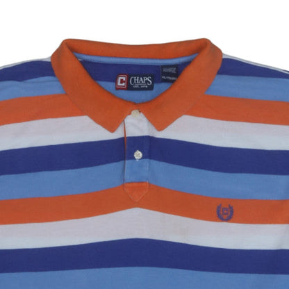 Chaps Men's Blue Orange Striped Cotton Polo Shirt XXL Classic Fit