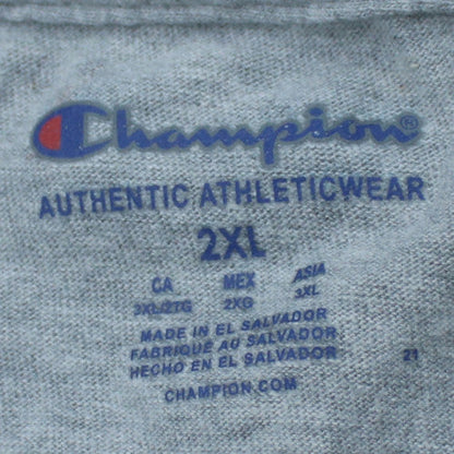 Champion Men's Grey 2XL Crew Neck Athletic Logo T-Shirt