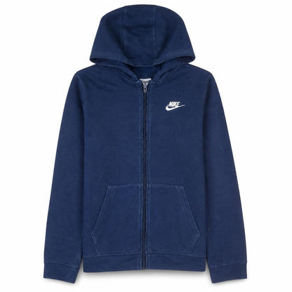 Front view of Nike boys’ blue full zip hoodie xl (158-170 cm) cotton blend fleece