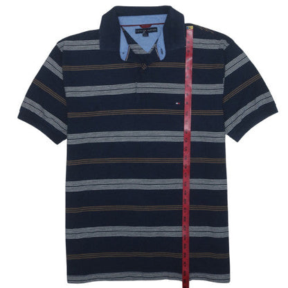 Tommy Hilfiger Men's Blue Striped Cotton Polo Shirt Size L