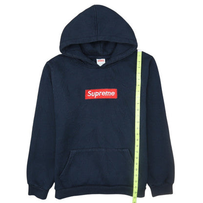 Supreme Men Blue Pullover Hoodie Medium Embroidered Box Logo Fleece