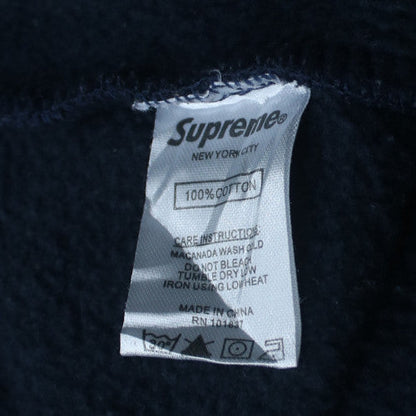 Supreme Men Blue Pullover Hoodie Medium Embroidered Box Logo Fleece