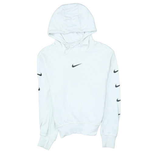 Nike Men's White XS Pullover Hoodie with Logo and Drawstring