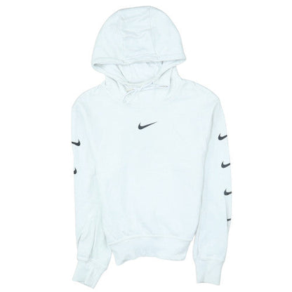 Nike Men's White XS Pullover Hoodie with Logo and Drawstring